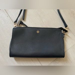 Tory Burch Black Pebbled Wallet Crossbody